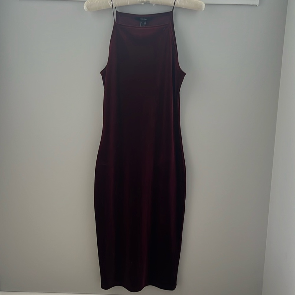Stunning deep red velvet dress - perfect for fall wedding or event